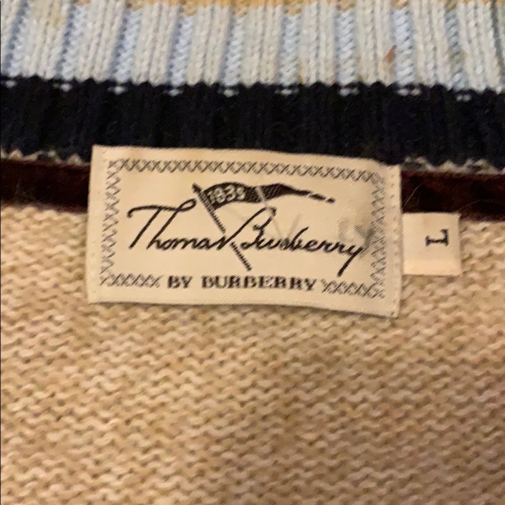 Burberry Thomas Burberry zip up sweater wool sz L - Picture 5 of 6